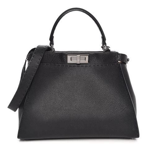 fendi calfskin romano regular selleria peekaboo satchel black weight|Shop the Fendi Peekaboo Bag for Women .